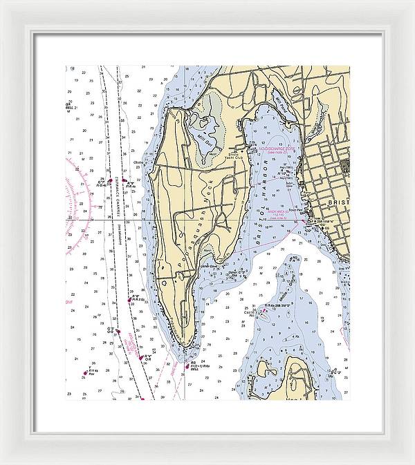 Bristol Harbor-rhode Island Nautical Chart - Framed Print