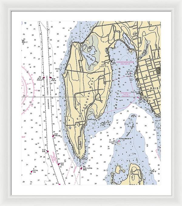 Bristol Harbor-rhode Island Nautical Chart - Framed Print