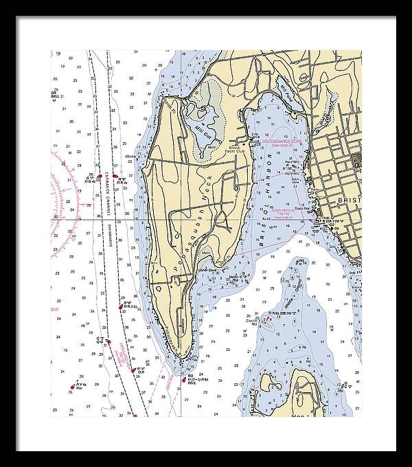 Bristol Harbor-rhode Island Nautical Chart - Framed Print