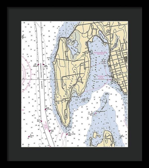 Bristol Harbor-rhode Island Nautical Chart - Framed Print