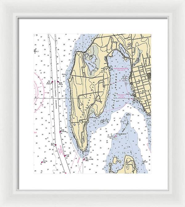 Bristol Harbor-rhode Island Nautical Chart - Framed Print