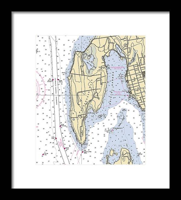 Bristol Harbor-rhode Island Nautical Chart - Framed Print