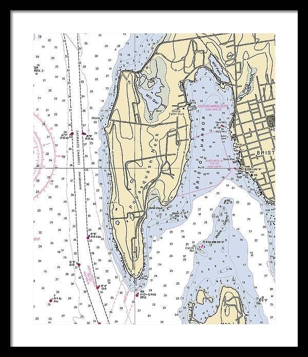 Bristol Harbor-rhode Island Nautical Chart - Framed Print