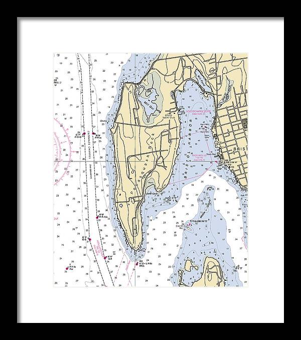 Bristol Harbor-rhode Island Nautical Chart - Framed Print