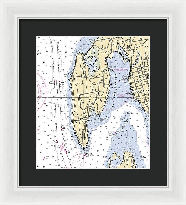 Bristol Harbor-rhode Island Nautical Chart - Framed Print