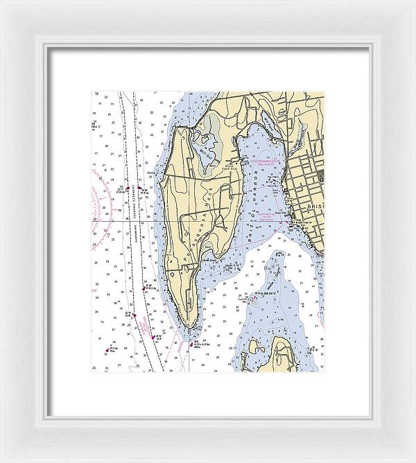 Bristol Harbor-rhode Island Nautical Chart - Framed Print