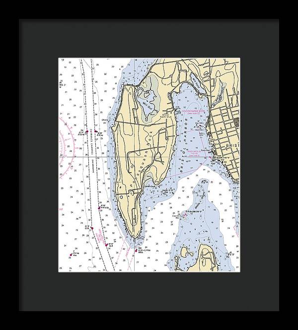 Bristol Harbor-rhode Island Nautical Chart - Framed Print