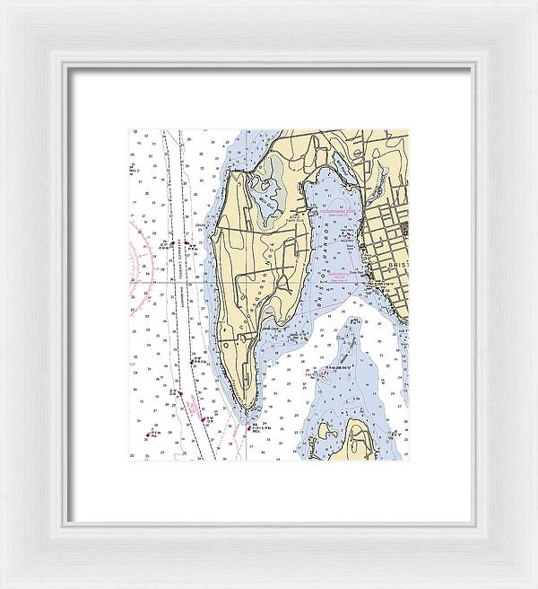 Bristol Harbor-rhode Island Nautical Chart - Framed Print