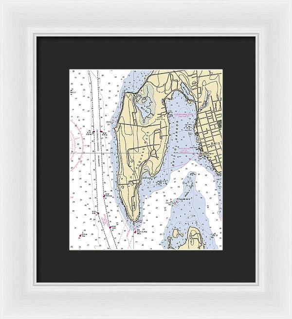 Bristol Harbor-rhode Island Nautical Chart - Framed Print