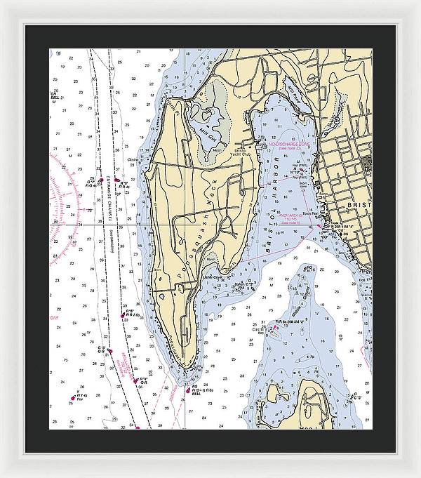 Bristol Harbor-rhode Island Nautical Chart - Framed Print