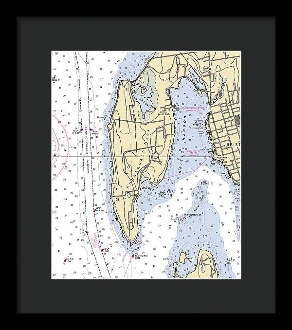 Bristol Harbor-rhode Island Nautical Chart - Framed Print