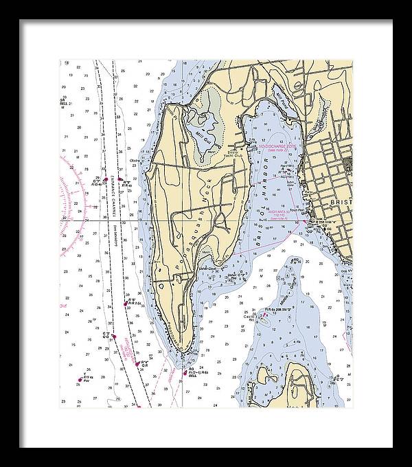 Bristol Harbor-rhode Island Nautical Chart - Framed Print