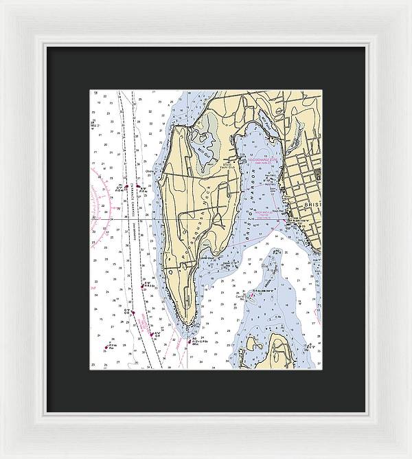 Bristol Harbor-rhode Island Nautical Chart - Framed Print