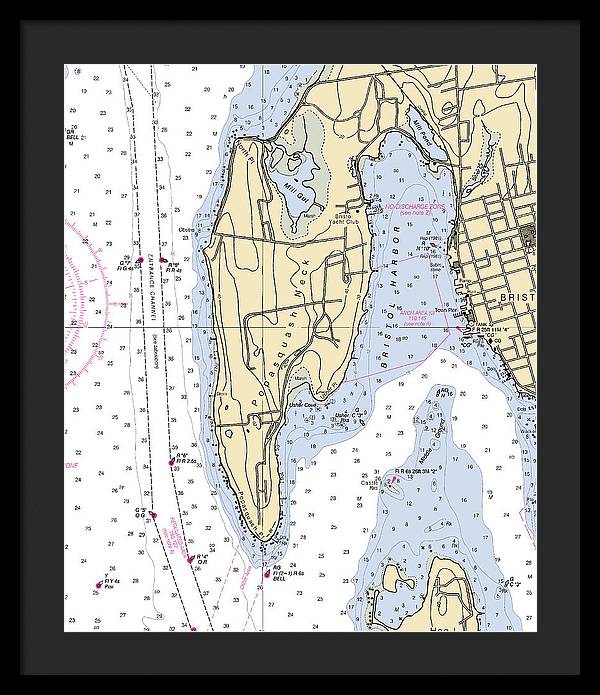 Bristol Harbor-rhode Island Nautical Chart - Framed Print