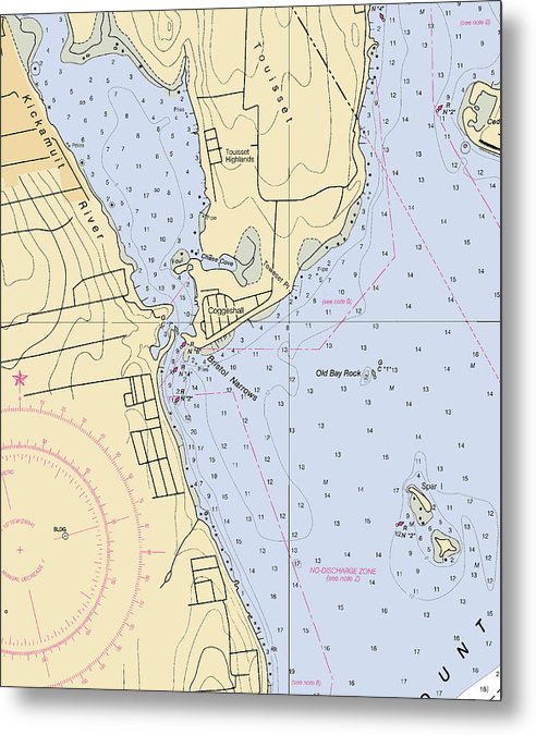 A beuatiful Metal Print of the Bristol Narrows-Rhode Island Nautical Chart - Metal Print by SeaKoast.  100% Guarenteed!