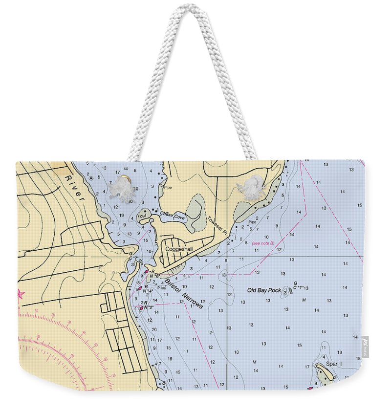 Bristol Narrows-rhode Island Nautical Chart - Weekender Tote Bag