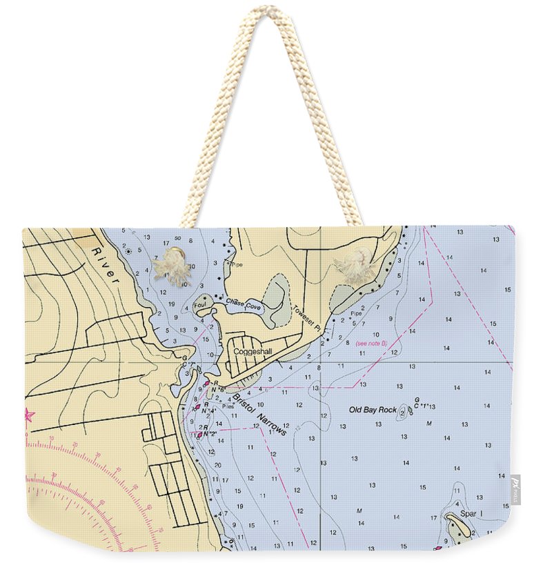 Bristol Narrows-rhode Island Nautical Chart - Weekender Tote Bag