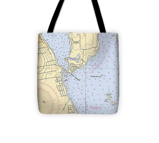 Bristol Narrows Rhode Island Nautical Chart Tote Bag