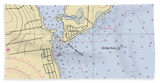 Bristol Narrows-rhode Island Nautical Chart - Beach Towel