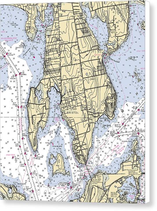 Bristol Neck-rhode Island Nautical Chart - Canvas Print