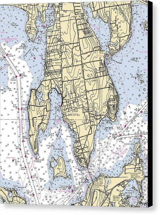 Bristol Neck-rhode Island Nautical Chart - Canvas Print