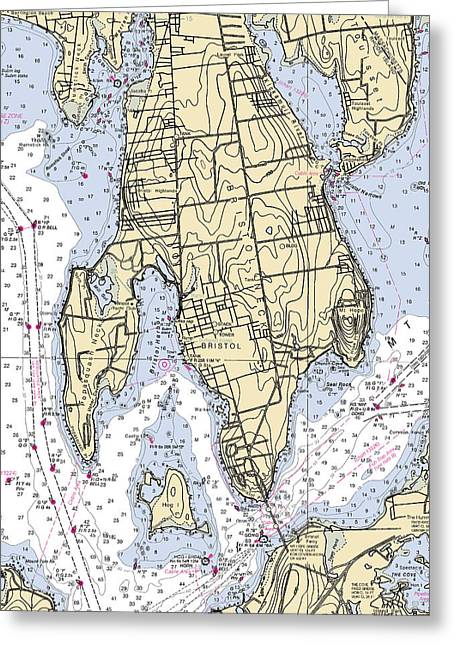 Bristol Neck-rhode Island Nautical Chart - Greeting Card