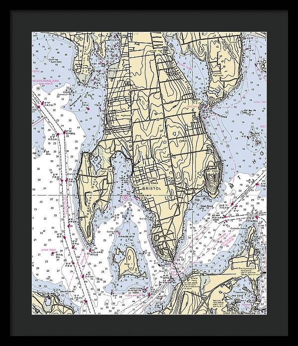 Bristol Neck-rhode Island Nautical Chart - Framed Print