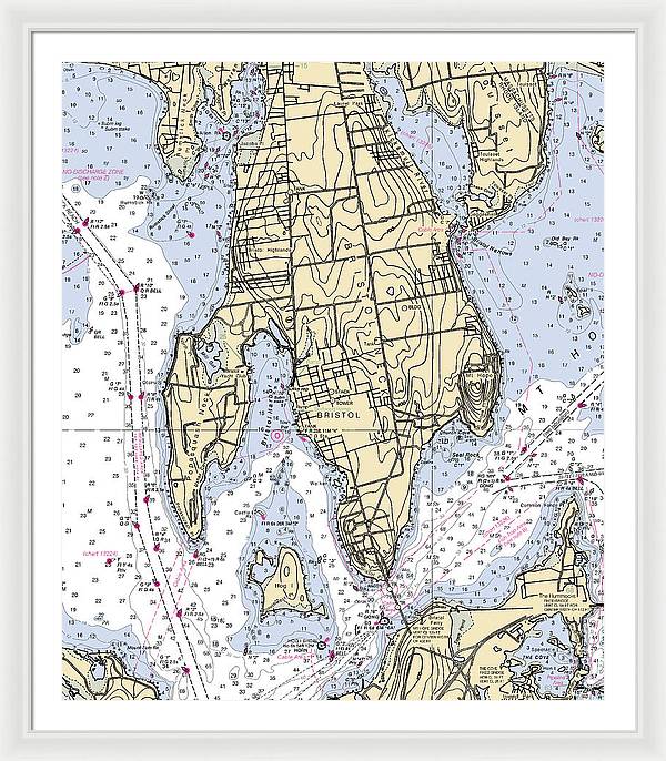 Bristol Neck-rhode Island Nautical Chart - Framed Print