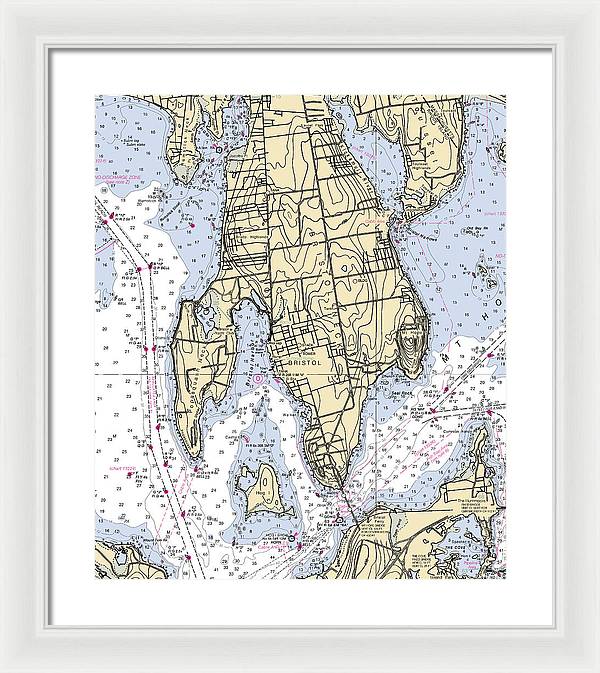 Bristol Neck-rhode Island Nautical Chart - Framed Print