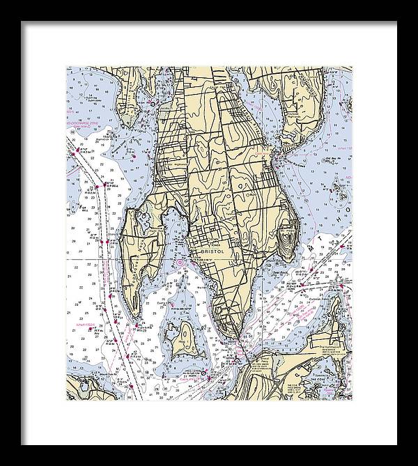 Bristol Neck-rhode Island Nautical Chart - Framed Print