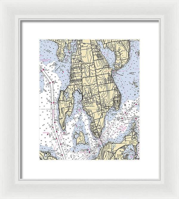 Bristol Neck-rhode Island Nautical Chart - Framed Print