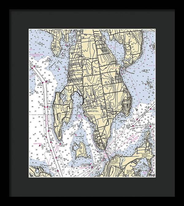 Bristol Neck-rhode Island Nautical Chart - Framed Print