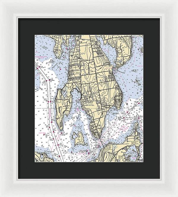 Bristol Neck-rhode Island Nautical Chart - Framed Print