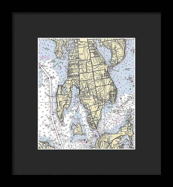 Bristol Neck-rhode Island Nautical Chart - Framed Print