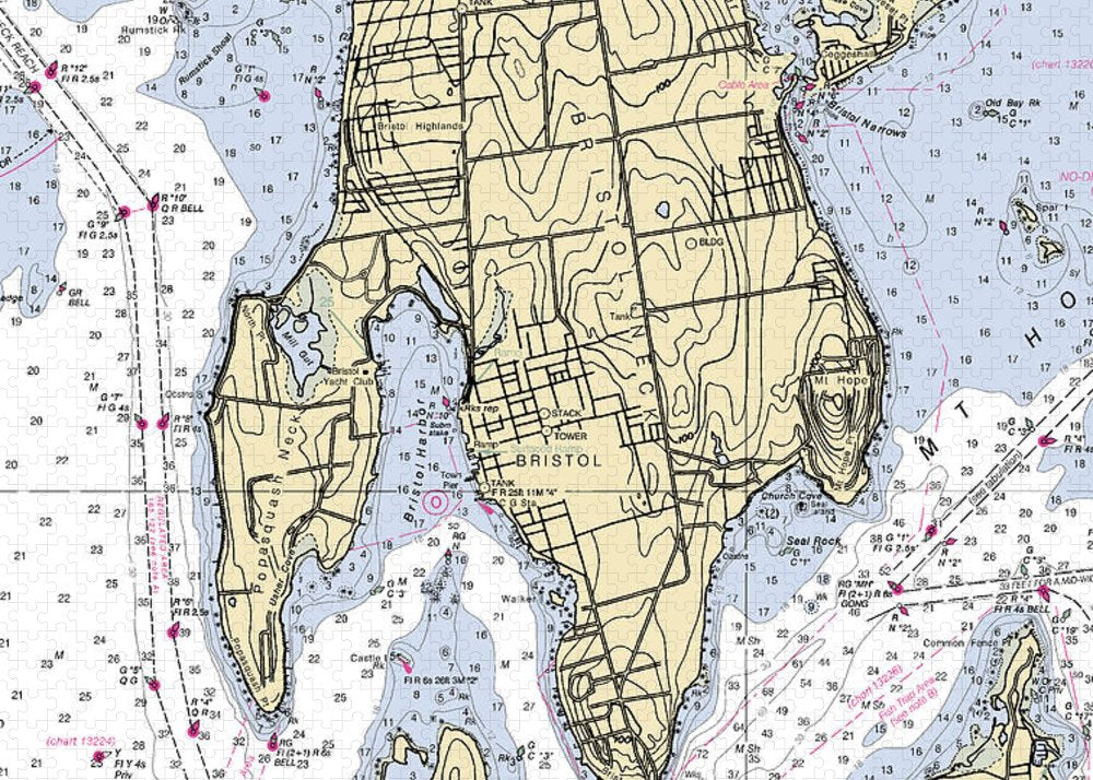 Bristol Neck-rhode Island Nautical Chart - Puzzle