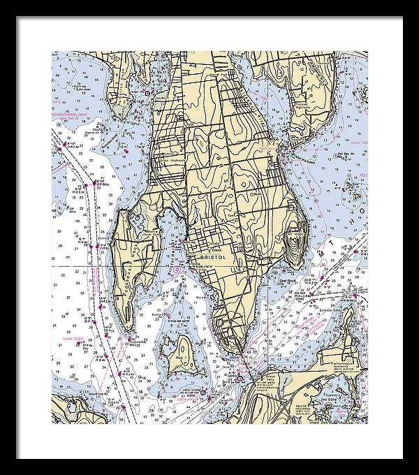 Bristol Neck-rhode Island Nautical Chart - Framed Print