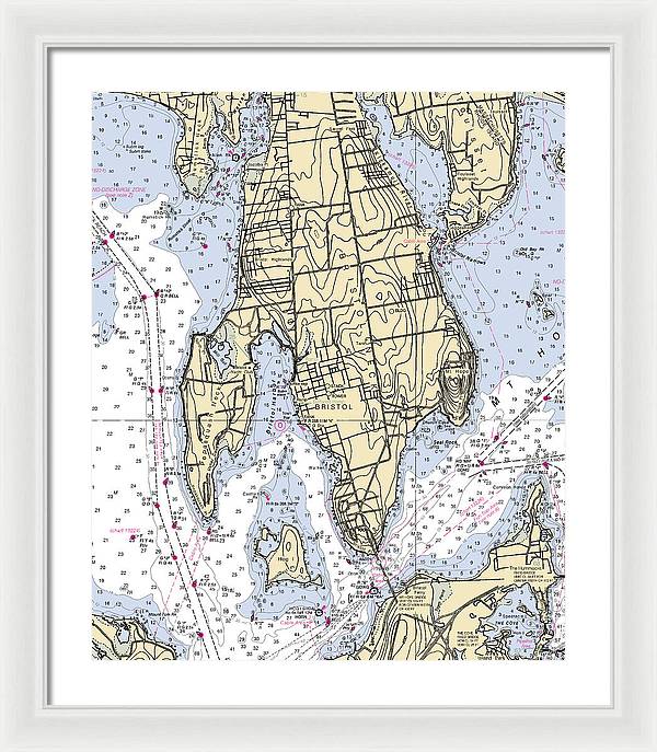 Bristol Neck-rhode Island Nautical Chart - Framed Print