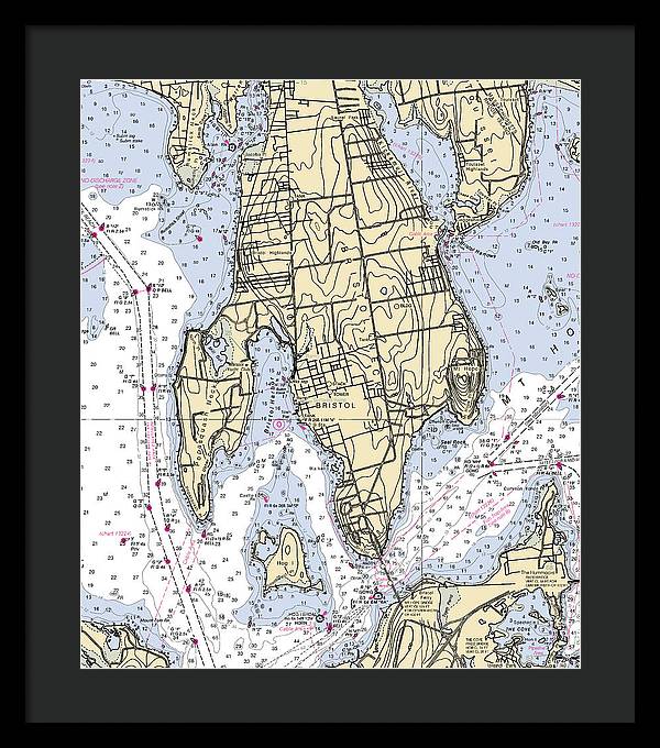 Bristol Neck-rhode Island Nautical Chart - Framed Print