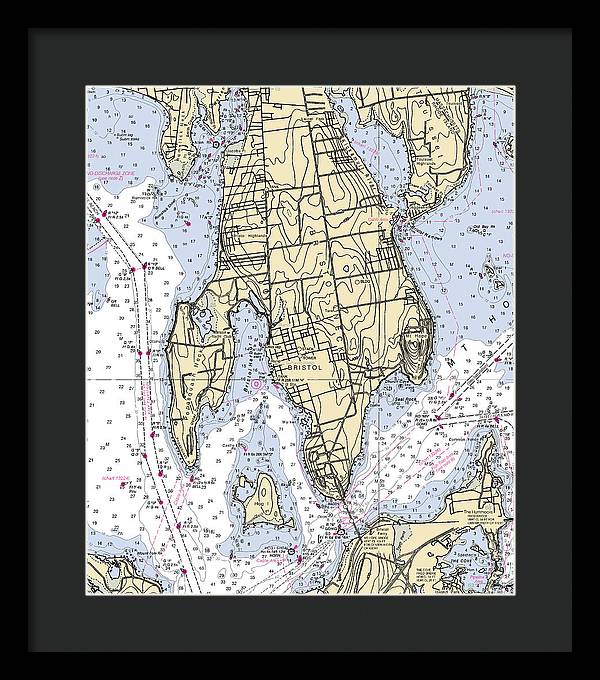 Bristol Neck-rhode Island Nautical Chart - Framed Print