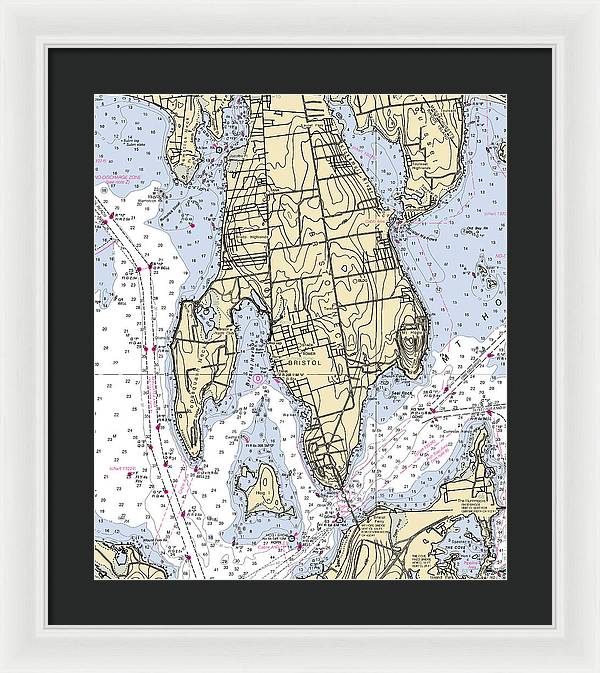 Bristol Neck-rhode Island Nautical Chart - Framed Print