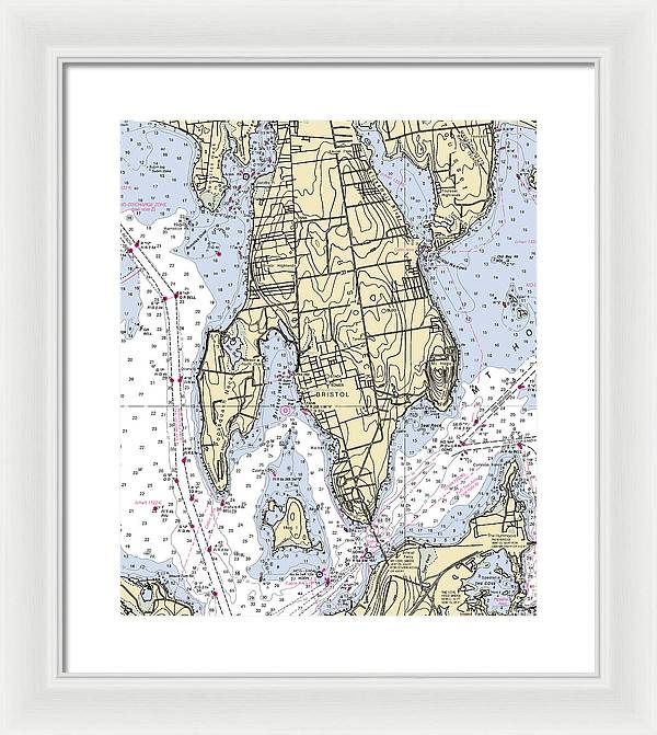 Bristol Neck-rhode Island Nautical Chart - Framed Print