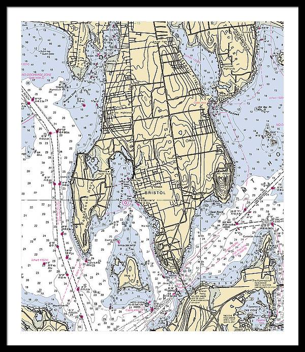 Bristol Neck-rhode Island Nautical Chart - Framed Print