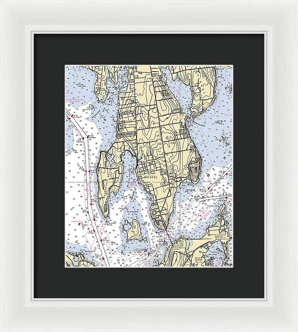 Bristol Neck-rhode Island Nautical Chart - Framed Print