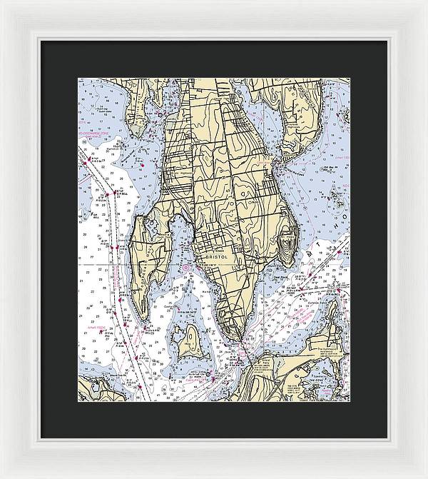 Bristol Neck-rhode Island Nautical Chart - Framed Print