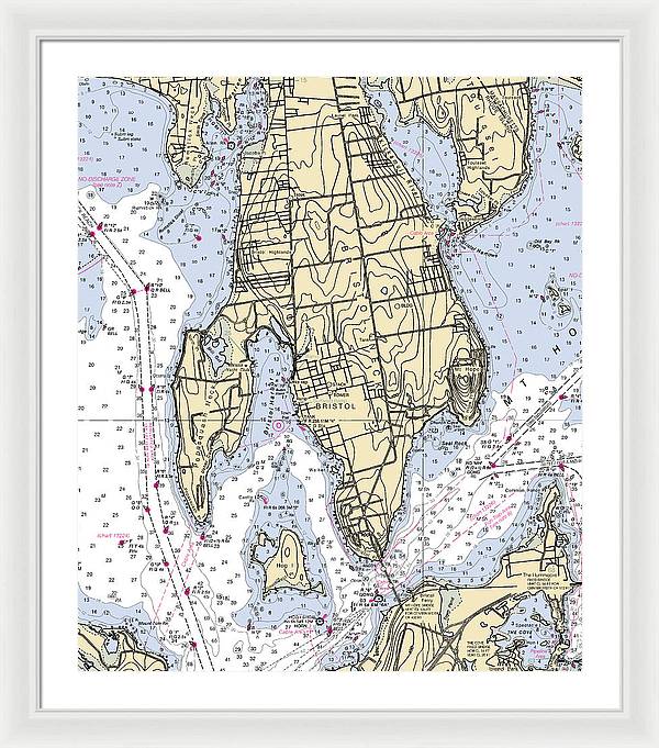 Bristol Neck-rhode Island Nautical Chart - Framed Print