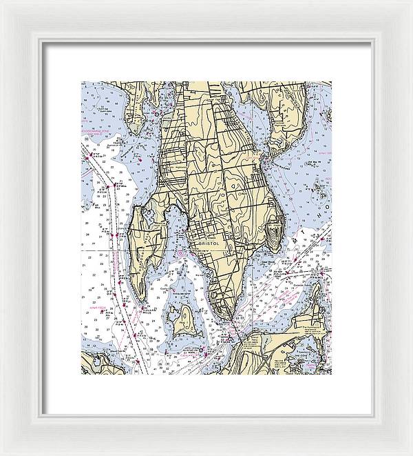 Bristol Neck-rhode Island Nautical Chart - Framed Print