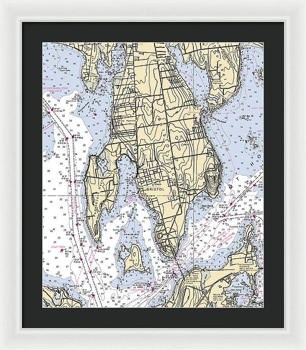 Bristol Neck-rhode Island Nautical Chart - Framed Print