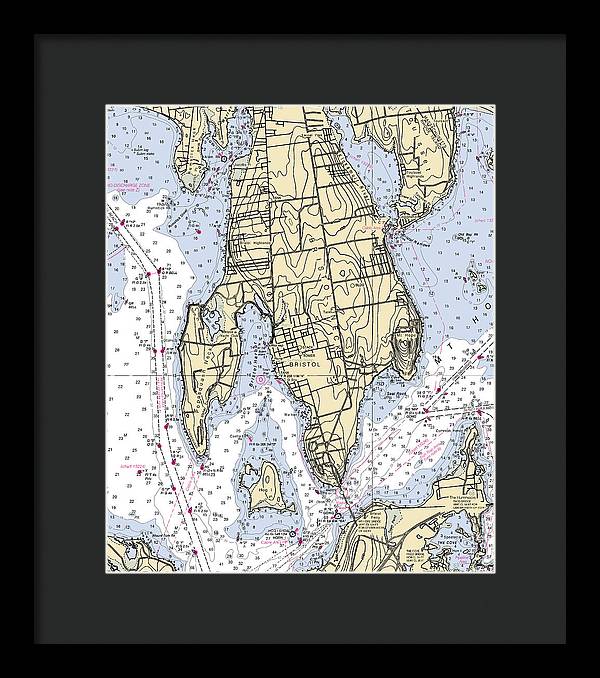 Bristol Neck-rhode Island Nautical Chart - Framed Print