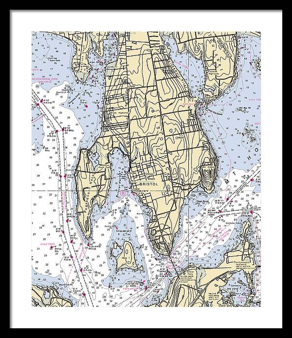 Bristol Neck-rhode Island Nautical Chart - Framed Print