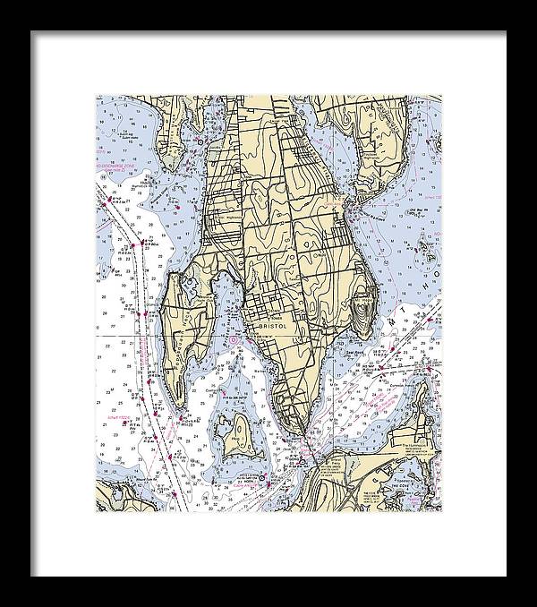 Bristol Neck-rhode Island Nautical Chart - Framed Print